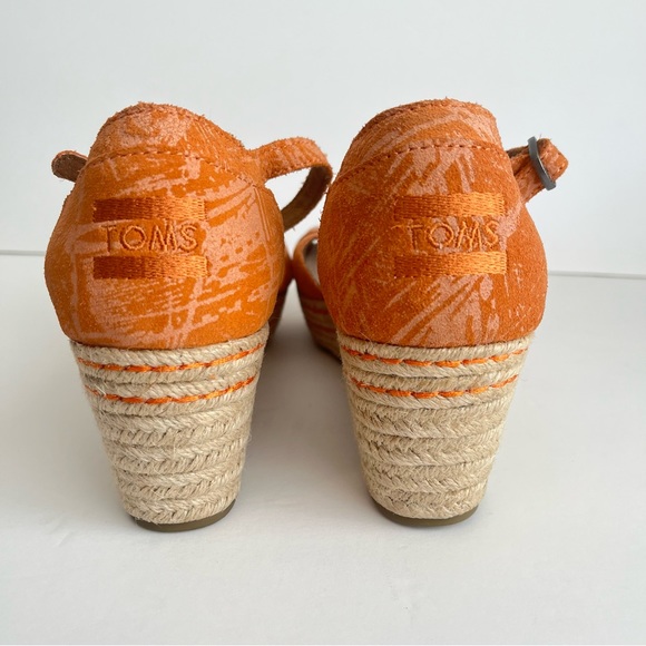 Toms Platform Espadrille Wedge Sandals Open Toe -Orange Sz 9 - Picture 7 of 7